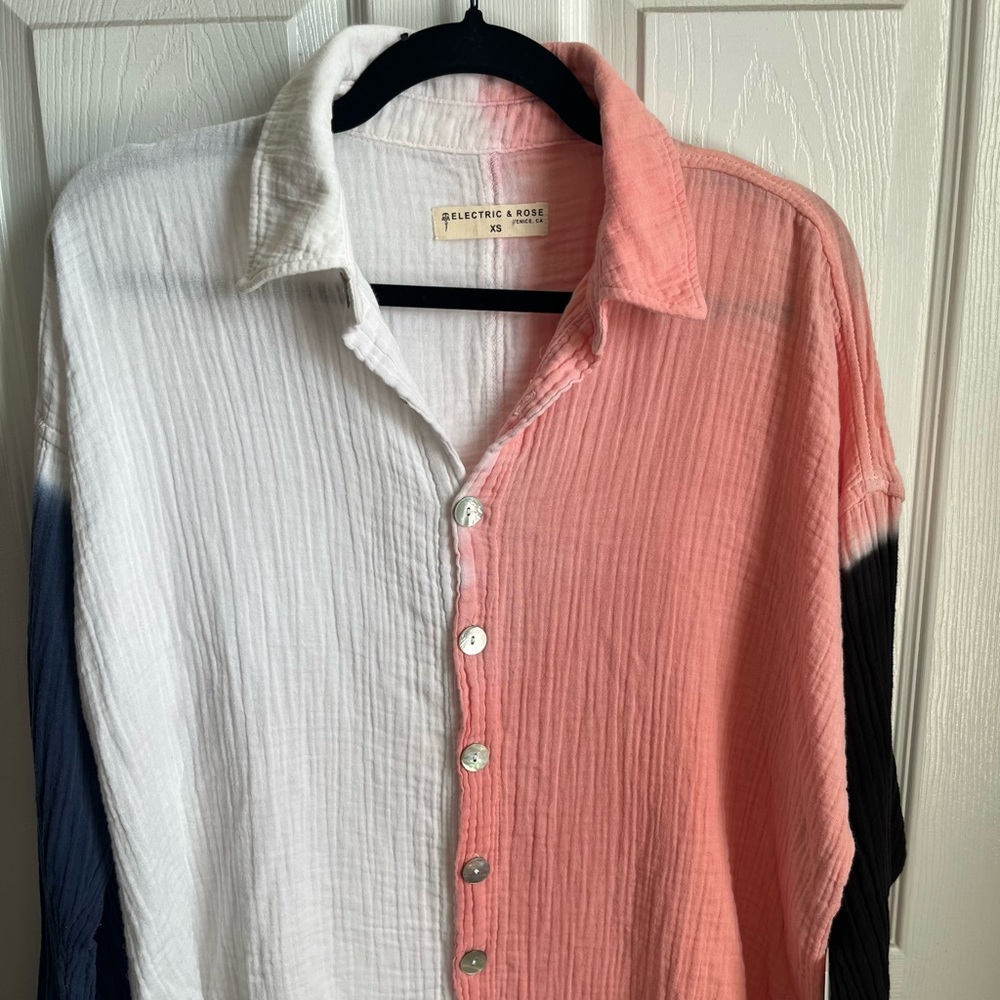 Electric Rose NwT Made In USA XS Color Block Oversized Blouse XS